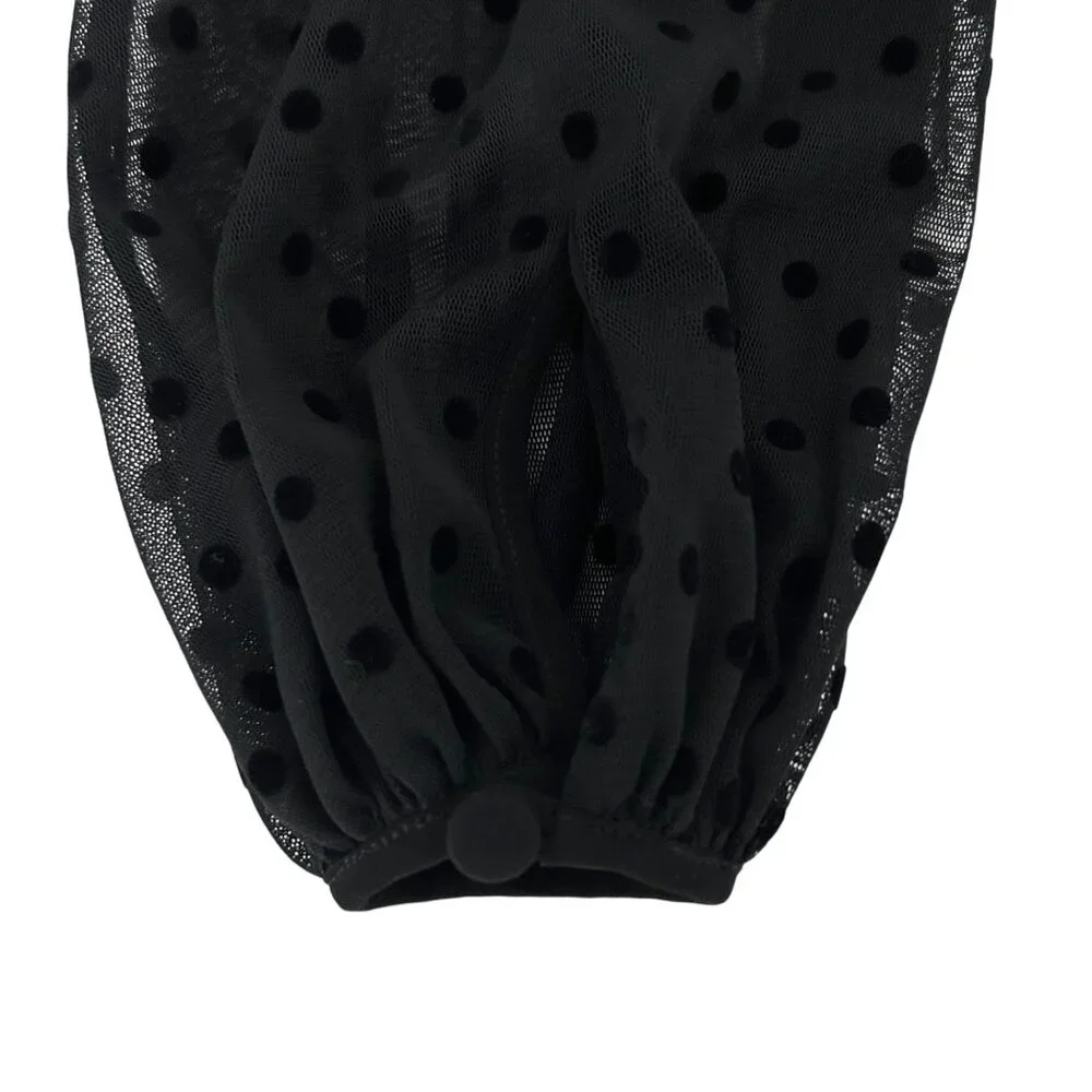 Nicholas Black Velvet Polka Dot Mesh Sheer Choker Blouse Top‎ (XS)